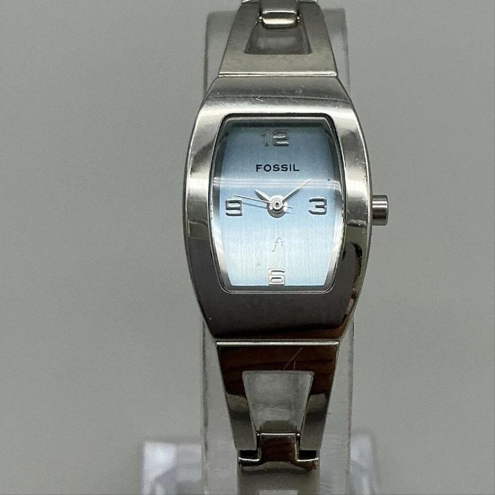 Fossil Forever ES-9304 Womens Watch 17mm Blue Dial Stainless New Battery 7